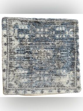 West Elm Distressed Fading Woolen Rug Throw Pillow Cover 20x20 Blue/black/cream